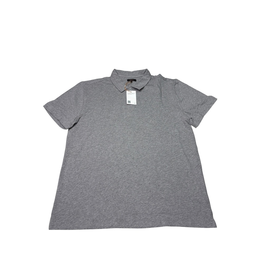 NWT Quince Mens XL Organic Cotton Short Sleeve Polo Shirt Heather Gray